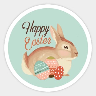 Happy Easter. Cute easter bunny. Rabbit loaf. Sticker